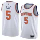 NBA Men New York Knicks White #5 LEE Jersey High Quality Name and Number Print