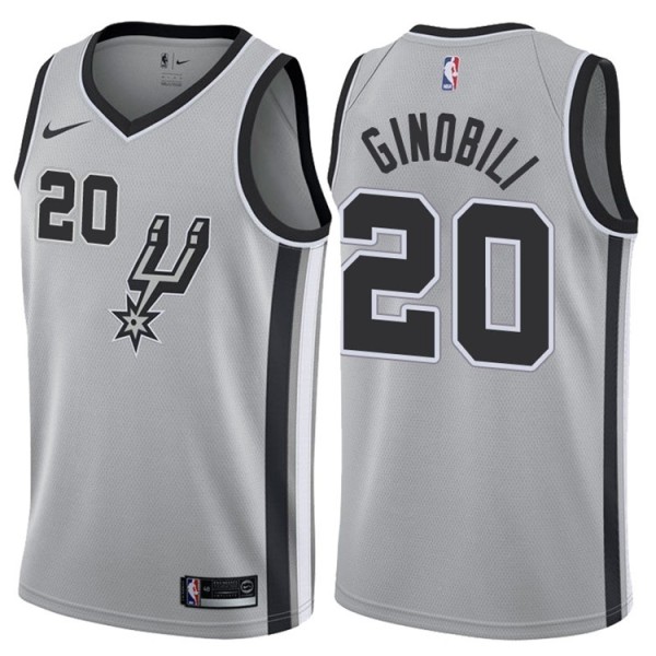NBA Men San Antonio Spurs Grey #20 GINOBILI Jersey High Quality Name and Number Print