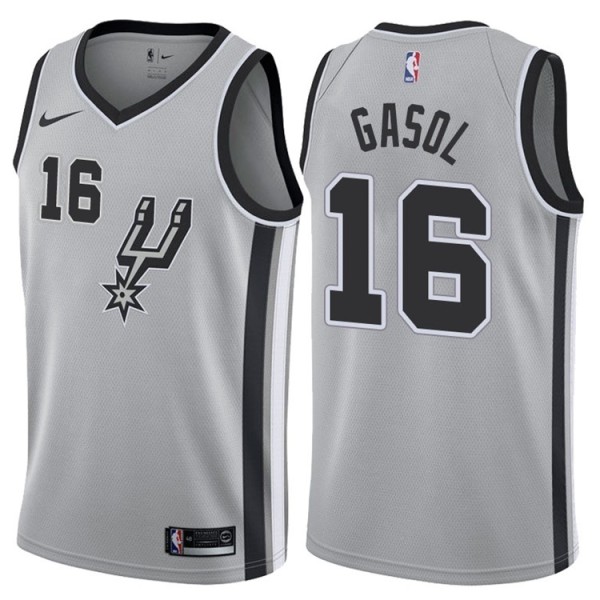 NBA Men San Antonio Spurs Grey #16 GASOL Jersey High Quality Name and Number Print