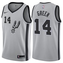 NBA Men San Antonio Spurs Grey #14 GREEN Jersey High Quality Name and Number Print