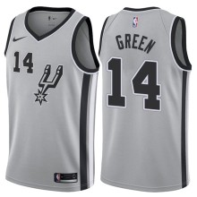 NBA Men San Antonio Spurs Grey #14 GREEN Jersey High Quality Name and Number Print