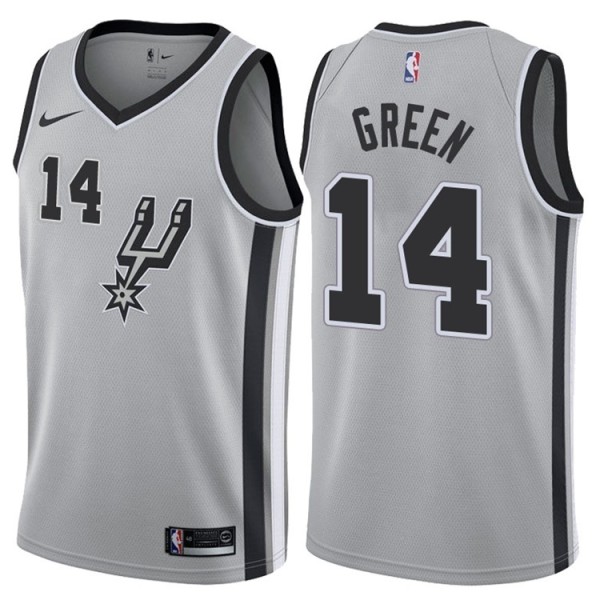 NBA Men San Antonio Spurs Grey #14 GREEN Jersey High Quality Name and Number Print