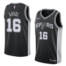 NBA Men San Antonio Spurs Black #16 GASOL Jersey High Quality Name and Number Print