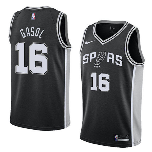NBA Men San Antonio Spurs Black #16 GASOL Jersey High Quality Name and Number Print