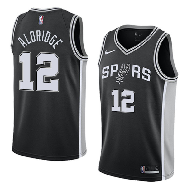 NBA Men San Antonio Spurs Black #12 ALDRIDGE Jersey High Quality Name and Number Print