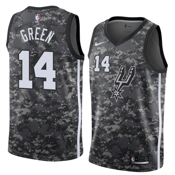 NBA Men San Antonio Spurs camouflage #14 GREEN Jersey High Quality Name and Number Print
