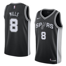 NBA Men San Antonio Spurs Black #8 MILLS Jersey High Quality Name and Number Print