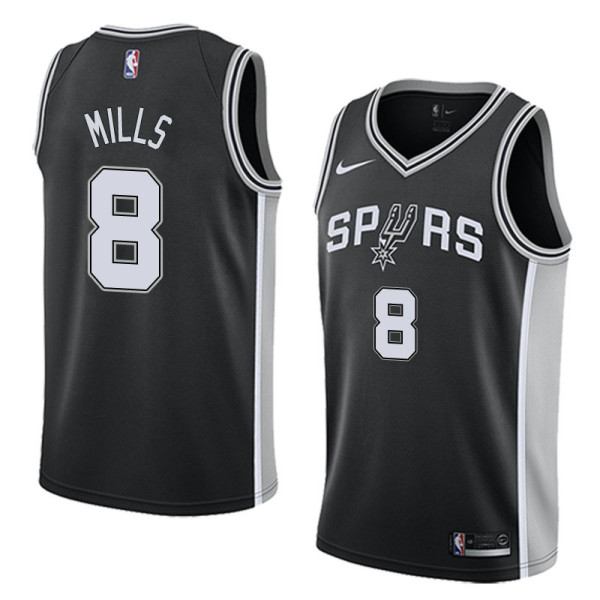 NBA Men San Antonio Spurs Black #8 MILLS Jersey High Quality Name and Number Print