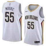 NBA Men New Orleans Pelicans White #55 MOORE Jersey High Quality Name and Number Print