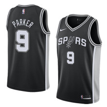 NBA Men San Antonio Spurs Black #9 PARKER Jersey High Quality Name and Number Print