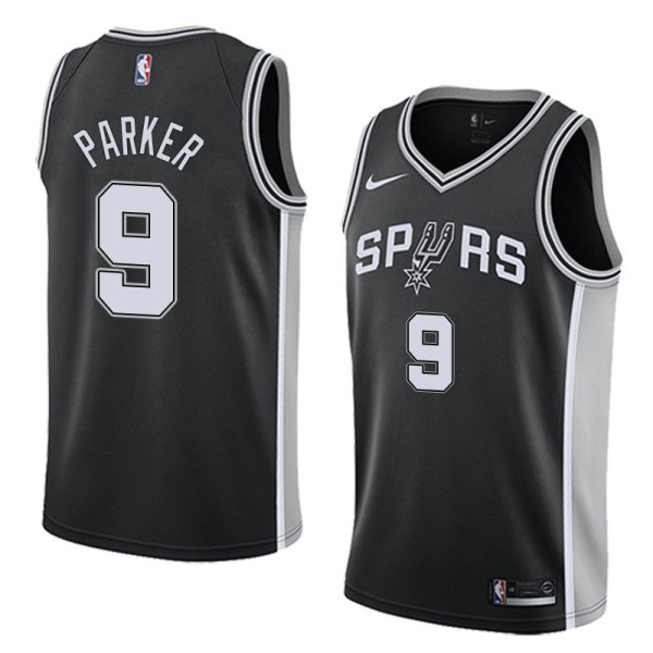 NBA Men San Antonio Spurs Black #9 PARKER Jersey High Quality Name and Number Print