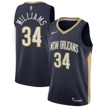 NBA Men New Orleans Pelicans Dark Blue #34 WILLIAMS Jersey High Quality Name and Number Print