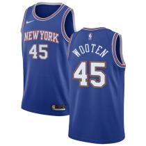 NBA Men New York Knicks Blue #45 WOOTEN Jersey High Quality Name and Number Print