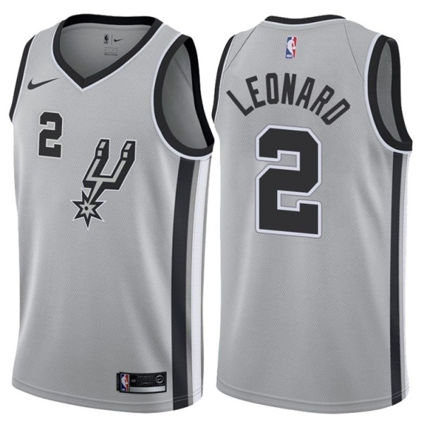 NBA Men San Antonio Spurs Grey #2 LEONARD Jersey High Quality Name and Number Print