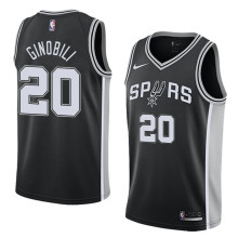 NBA Men San Antonio Spurs Black #20 GINOBILI Jersey High Quality Name and Number Print