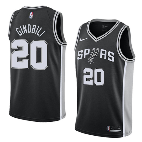 NBA Men San Antonio Spurs Black #20 GINOBILI Jersey High Quality Name and Number Print