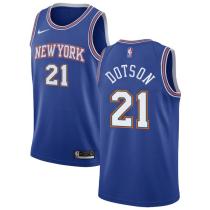 NBA Men New York Knicks Blue #21 DOTSON Jersey High Quality Name and Number Print