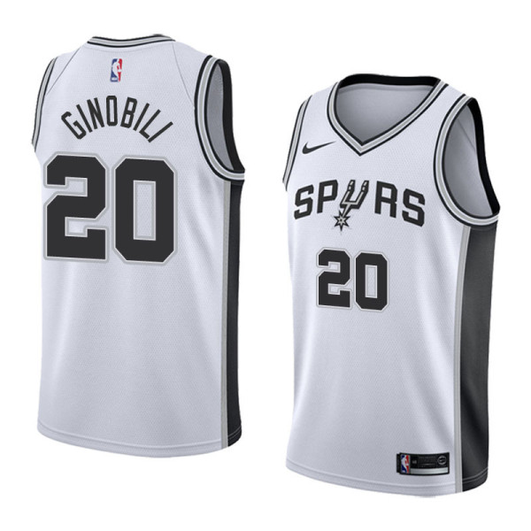 NBA Men San Antonio Spurs White #20 GINOBILI Jersey High Quality Name and Number Print