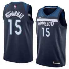 NBA Men Minnesota Timberwolves Dark Blue #15 MUHAMMAD Jersey High Quality Name and Number Print