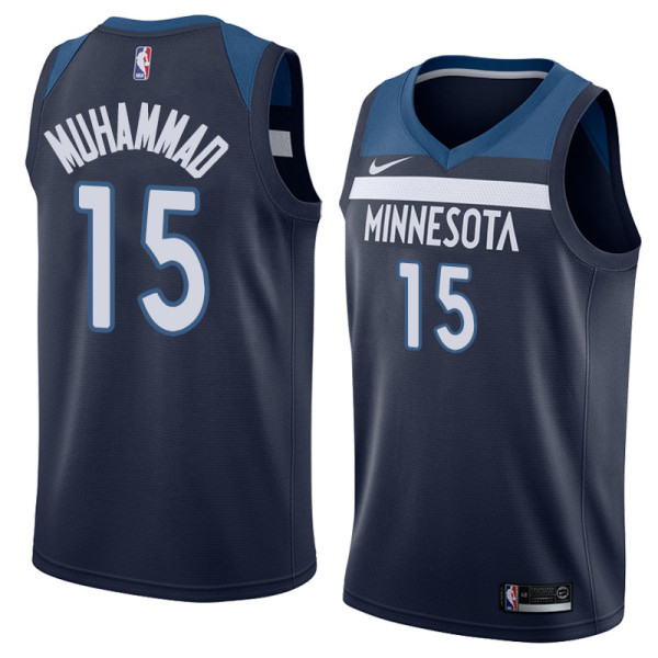NBA Men Minnesota Timberwolves Dark Blue #15 MUHAMMAD Jersey High Quality Name and Number Print