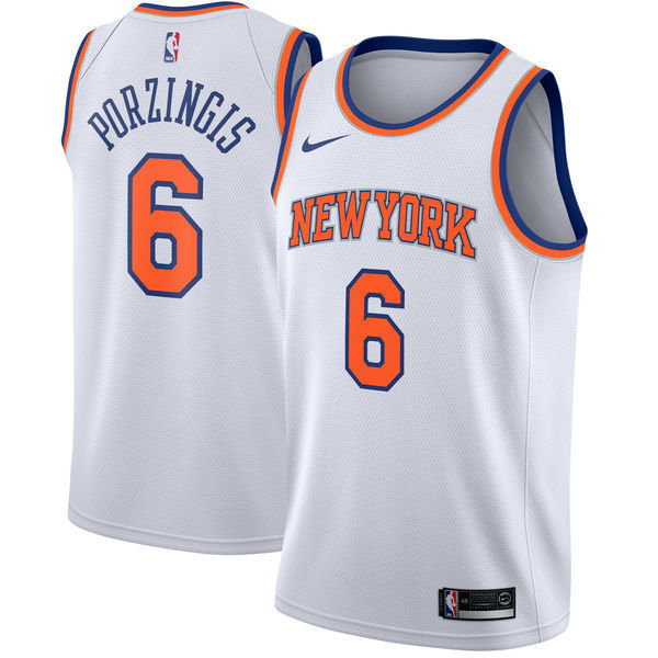 NBA Men New York Knicks White #6 PORZINGIS Jersey High Quality Name and Number Print