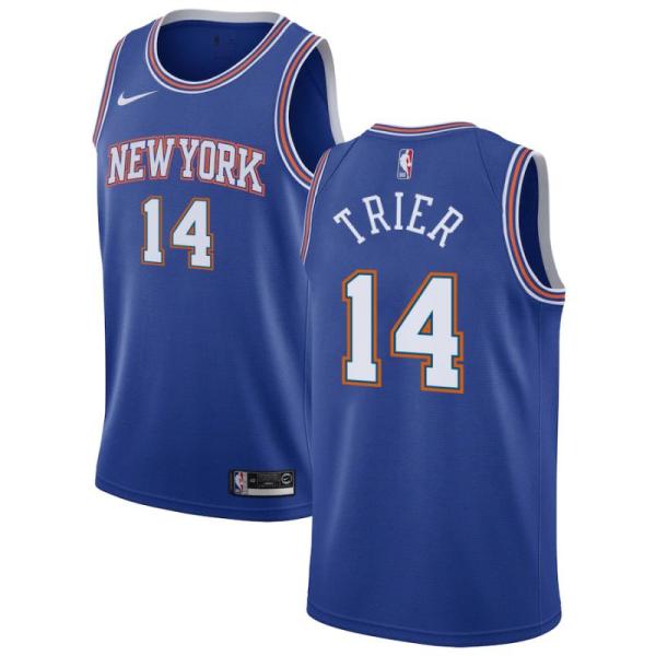 NBA Men New York Knicks Blue #14 TRIER Jersey High Quality Name and Number Print
