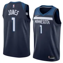 NBA Men Minnesota Timberwolves Dark Blue #1 JONES Jersey High Quality Name and Number Print