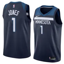 NBA Men Minnesota Timberwolves Dark Blue #1 JONES Jersey High Quality Name and Number Print