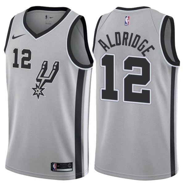 NBA Men San Antonio Spurs Grey #12 ALDRIDGE Jersey High Quality Name and Number Print