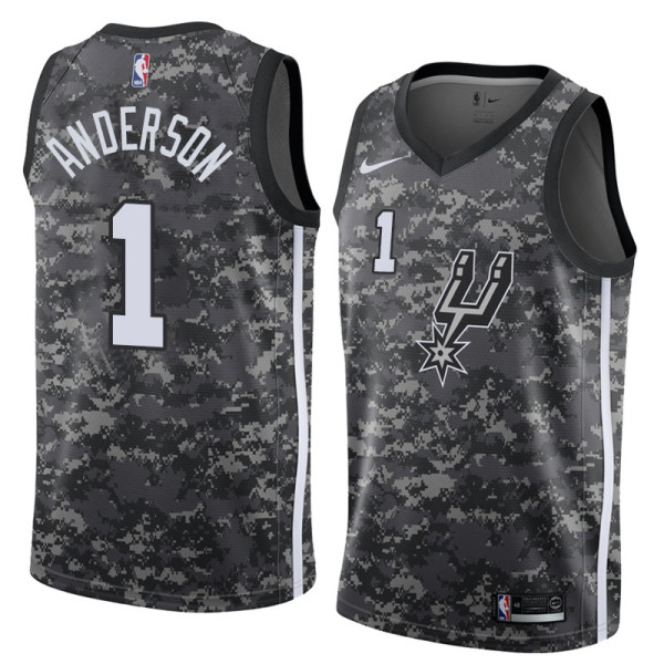 NBA Men San Antonio Spurs camouflage #1 ANDERSON Jersey High Quality Name and Number Print