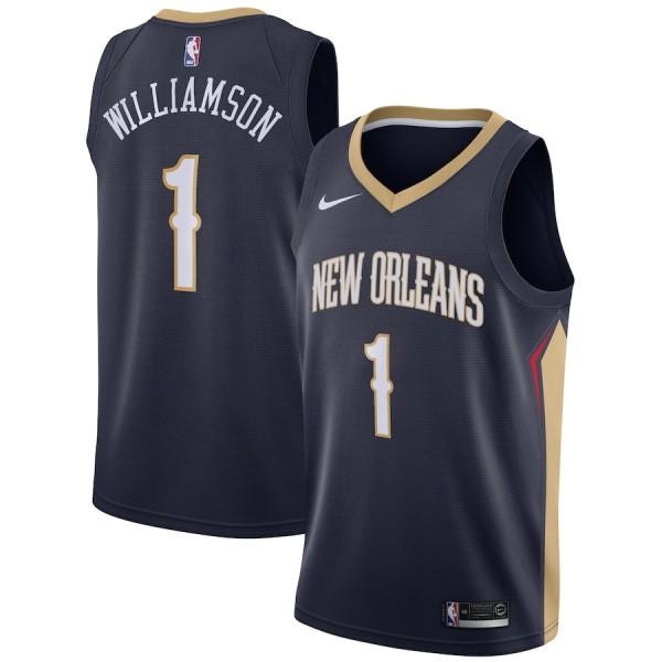 NBA Men New Orleans Pelicans Dark Blue #1 WILLIAMSON Jersey High Quality Name and Number Print