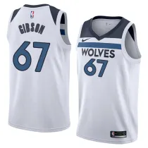 NBA Men Minnesota Timberwolves White #67 GIBSON Jersey High Quality Name and Number Print