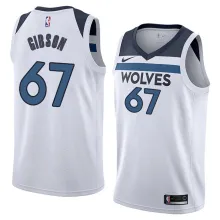 NBA Men Minnesota Timberwolves White #67 GIBSON Jersey High Quality Name and Number Print