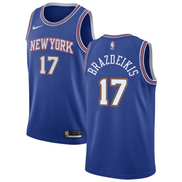 NBA Men New York Knicks Blue #17 BRAZDEIKIS Jersey High Quality Name and Number Print