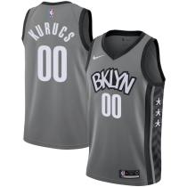 NBA Men New Brooklyn Nets Grey City #00 KURUCS Jersey High Quality Name and Number Print