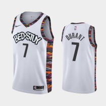 NBA Men New Brooklyn Nets White City #7 DURANT Jersey High Quality Name and Number Print