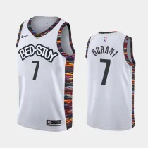NBA Men New Brooklyn Nets White City #7 DURANT Jersey High Quality Name and Number Print