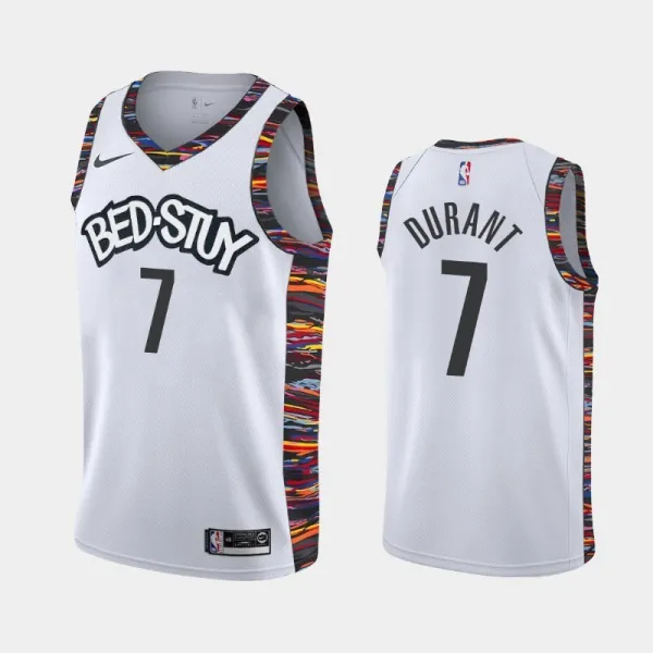 NBA Men New Brooklyn Nets White City #7 DURANT Jersey High Quality Name and Number Print