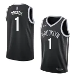 NBA Men New Brooklyn Nets Black #1 RUSSELL Jersey High Quality Name and Number Print
