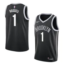 NBA Men New Brooklyn Nets Black #1 RUSSELL Jersey High Quality Name and Number Print