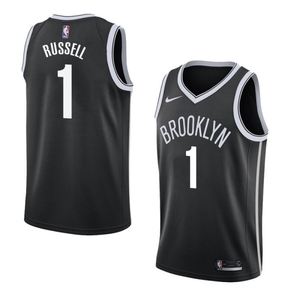 NBA Men New Brooklyn Nets Black #1 RUSSELL Jersey High Quality Name and Number Print