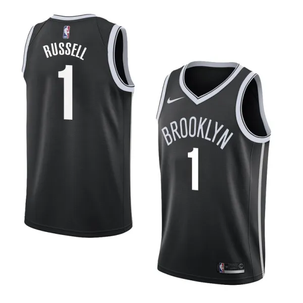NBA Men New Brooklyn Nets Black #1 RUSSELL Jersey High Quality Name and Number Print