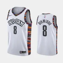 NBA Men New Brooklyn Nets White City #8 DINWIDDIE Jersey High Quality Name and Number Print