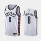 NBA Men New Brooklyn Nets White City #8 DINWIDDIE Jersey High Quality Name and Number Print