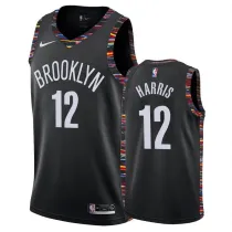 NBA Men New Brooklyn Nets Black City #12 HARRIS Jersey High Quality Name and Number Print
