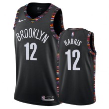 NBA Men New Brooklyn Nets Black City #12 HARRIS Jersey High Quality Name and Number Print