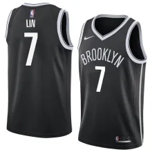 NBA Men New Brooklyn Nets Black #7 LIN Jersey High Quality Name and Number Print