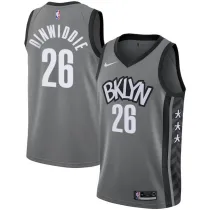 NBA Men New Brooklyn Nets Grey City #26 DINWIDDIE Jersey High Quality Name and Number Print