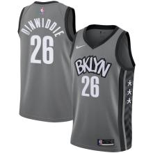 NBA Men New Brooklyn Nets Grey City #26 DINWIDDIE Jersey High Quality Name and Number Print