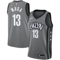 NBA Men New Brooklyn Nets Grey City #13 MUSA Jersey High Quality Name and Number Print